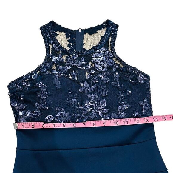 Sequin Hearts Navy Blue Sequin Bodycon Midi Dress - Size 7 - Picture 14 of 16